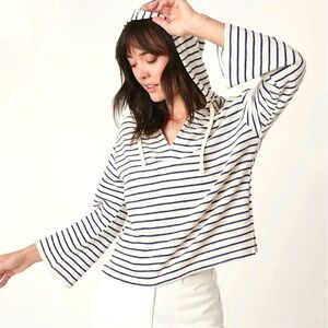 MARINE LAYER Playa Hoodie NEW Size XL Navy Cream Stripe NEW With Tag